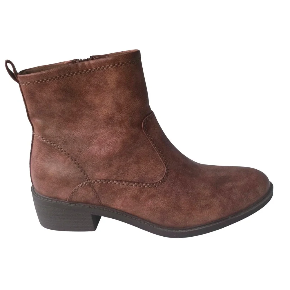 Baretraps Boots Shane Ankle Booties Womens Size 8.5 Brown Zip Up Faux Leather